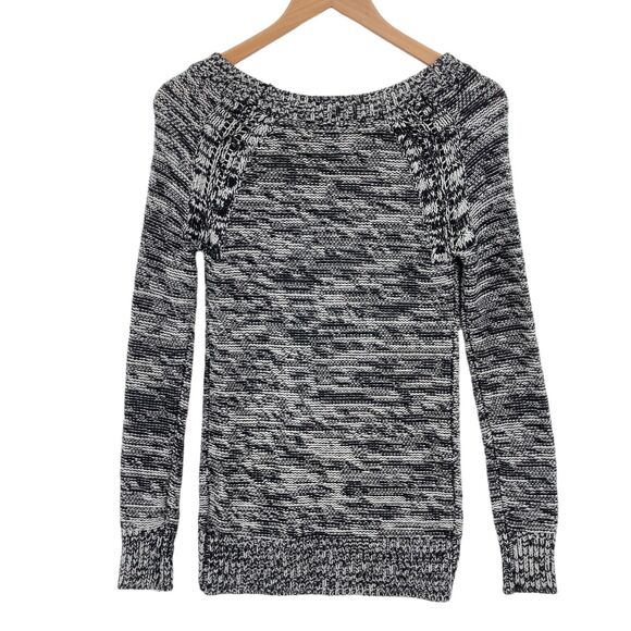 GUESS Sweater Womens XS White Black Striped Knit Long Sleeve Round Neck Pullover - Picture 9 of 13